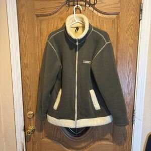 Vintage Greenbelt Olive‎ Green Fleece Jacket Sherpa Trim Full Zip Men's Medium
